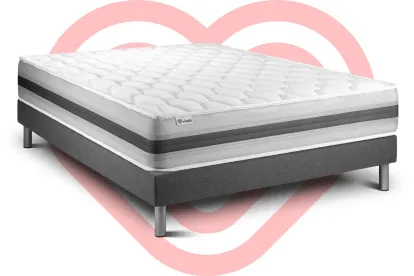 Ensemble Matelas Sommier 135x190 cm - Sommier Gris (en kit) - Vitalspring Recover