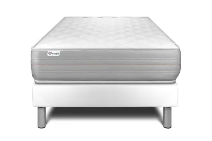 Ensemble Matelas Sommier 90x200 cm - Sommier Blanc (en kit) - Vitalmemo