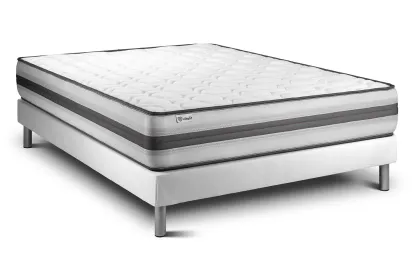 Ensemble Matelas Sommier 200x200 cm - Sommier Blanc (en kit) - Vitalpower Recover