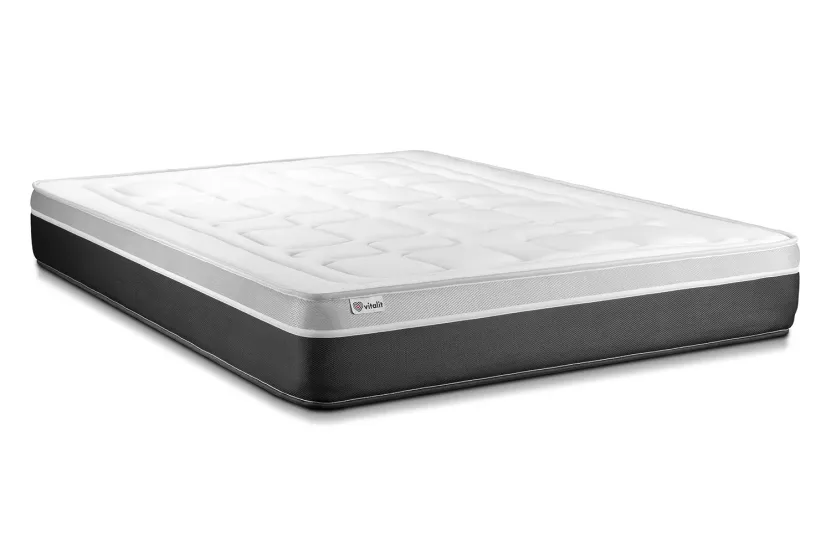 Ensemble Matelas Sommier 120x200 cm - Sommier Gris (en kit) - Vital Soft