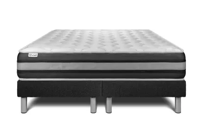 Ensemble Matelas Sommier 200x200 cm - 2 Sommiers Noir - Vitalspring Zen