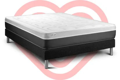Ensemble Matelas Sommier 200x200 cm - Sommier Noir (en kit) - Vital Soft