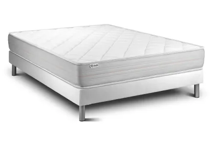 Ensemble Matelas Sommier 130x200 cm - Sommier Blanc (en kit) - Vitalmemo