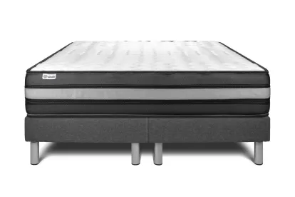 Ensemble Matelas Sommier 180x200 cm - 2 Sommiers Gris - Vital Power Zen