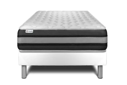 Ensemble Matelas Sommier 90x190 cm - Sommier Blanc (en kit) - Vitalspring Zen