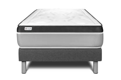 Ensemble Matelas Sommier 90x190 cm - Sommier Gris (en kit) - Vital Ergo