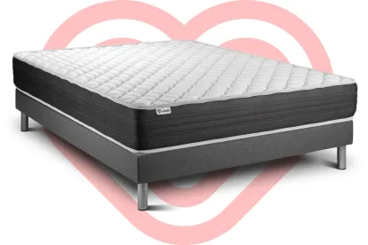 Ensemble Matelas Sommier 135x200 cm - Sommier Gris (en kit) - Vitalmemo One