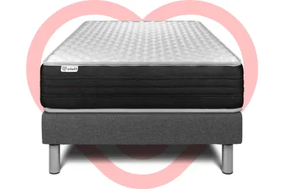 Ensemble Matelas Sommier 120x200 cm - Sommier Gris (en kit) - Vitalmemo One