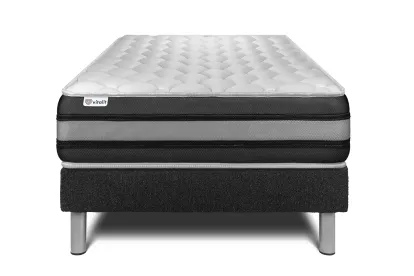 Ensemble Matelas Sommier 90x200 cm - Sommier Noir (en kit) - Vitalspring Zen