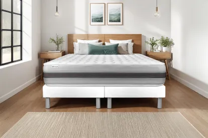 Ensemble Matelas Sommier 200x200 cm - 2 Sommiers Blanc - Vitalspring Recover