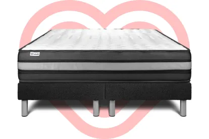 Ensemble Matelas Sommier 160x200 cm - 2 Sommiers Noir - Vital Power Zen