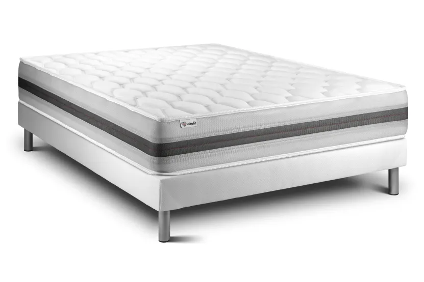 Ensemble Matelas Sommier 160x190 cm - Sommier Blanc (en kit) - Vitalspring Recover