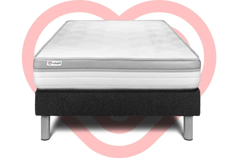 Ensemble Matelas Sommier 120x190 cm - Sommier Noir (en kit) - Vital Relax
