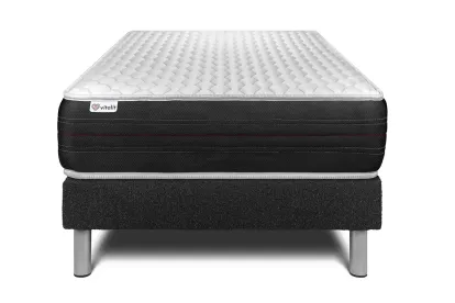 Ensemble Matelas Sommier 90x200 cm - Sommier Noir (déjà monté) - Vitalspring