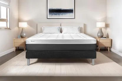 Ensemble Matelas Sommier 140x200 cm - Sommier Noir (en kit) - Vital Soft