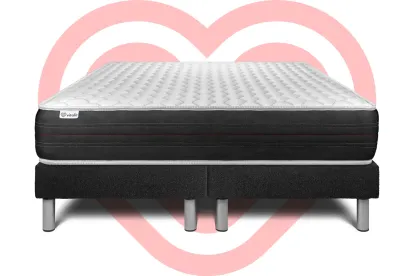 Ensemble Matelas Sommier 200x200 cm - 2 Sommiers Noir - Vitalspring
