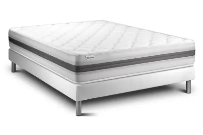 Ensemble Matelas Sommier 140x190 cm - Sommier Blanc (en kit) - Vitalmemo Back