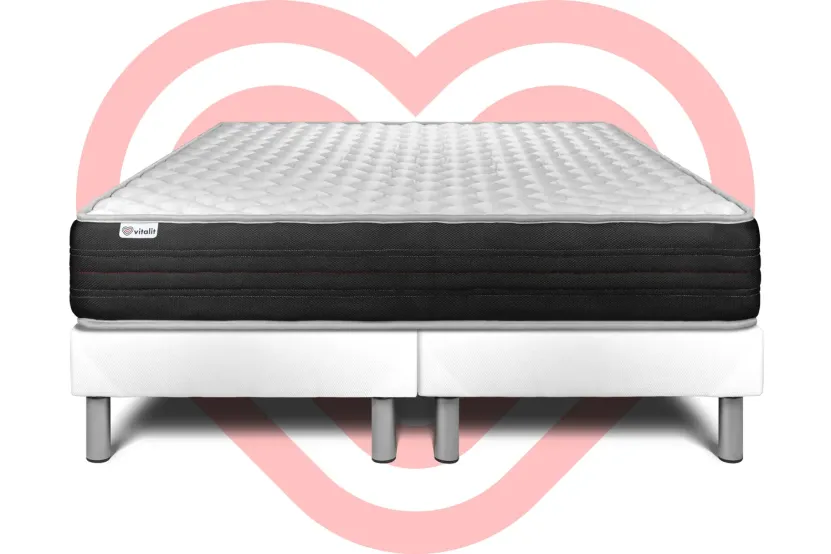 Ensemble Matelas Sommier 200x200 cm - 2 Sommiers Blanc - Vitalmemo One