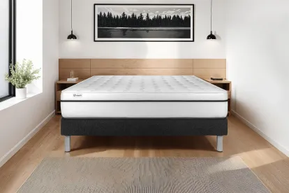 Ensemble Matelas Sommier 135x190 cm - Sommier Noir (en kit) - Vital Spa