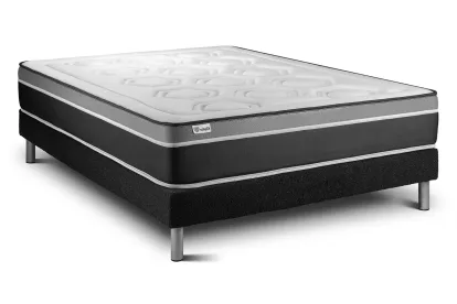 Ensemble Matelas Sommier 140x200 cm - Sommier Noir (en kit) - Vital Care