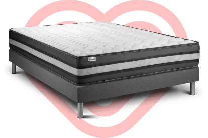 Ensemble Matelas Sommier 180x220 cm - Sommier Gris (en kit) - Vital Power Zen