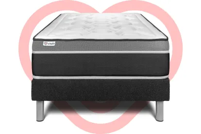 Ensemble Matelas Sommier 120x200 cm - Sommier Noir (en kit) - Vital Care