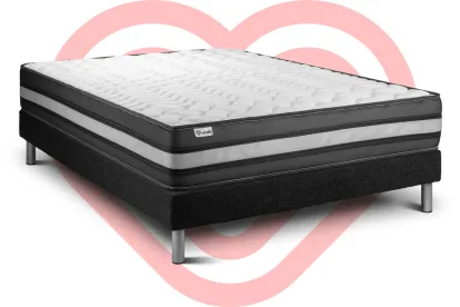 Ensemble Matelas Sommier 140x220 cm - Sommier Noir (en kit) - Vital Power Zen