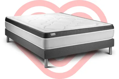 Ensemble Matelas Sommier 160x190 cm - Sommier Gris (en kit) - Vital Ergo
