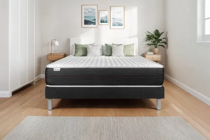 Ensemble Matelas Sommier 160x220 cm - Sommier Noir (en kit) - Vitalspring